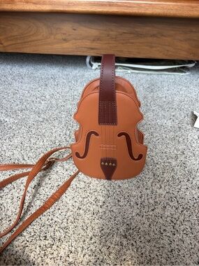 Violin-Shaped Crossbody Bag in Warm Tan and Brown